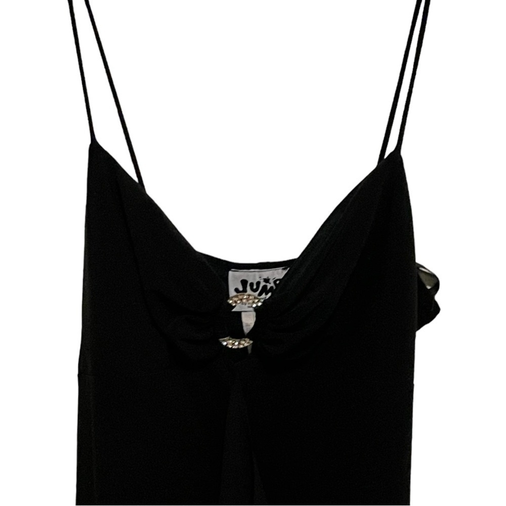 Jump Black Maxi Evening Dress With Ruffle Front Drape Size 9/10